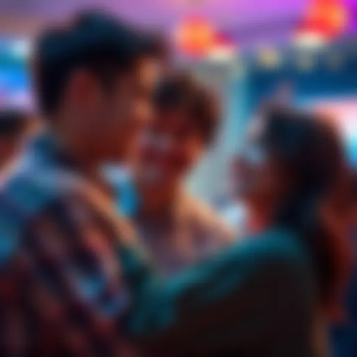 A heartwarming moment from a short film showing people smiling and supporting each other, conveying warmth and positivity.