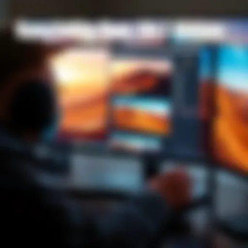 A person working on a computer screen, adjusting settings for the Flux Klein 9B upscaler while images of Qwen/Z are displayed, showcasing before and after enhancements.