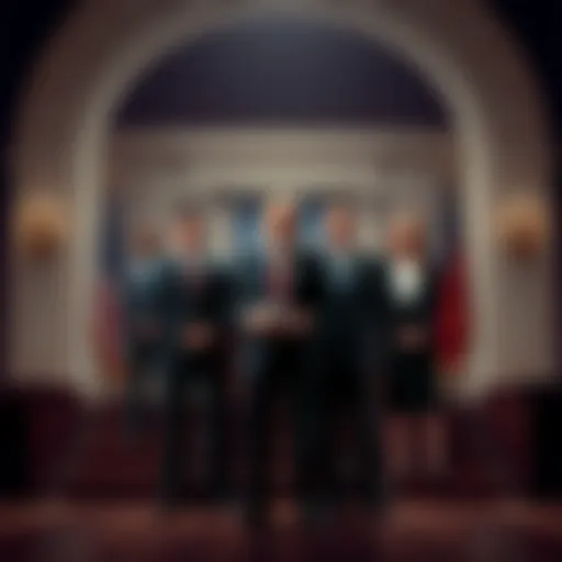 US government officials standing together to support X in court against EU fine