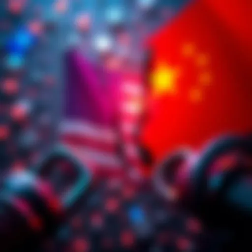 A visual representation of U.S. tech protectionism with broken links symbolizing failed innovation between the U.S. and China.