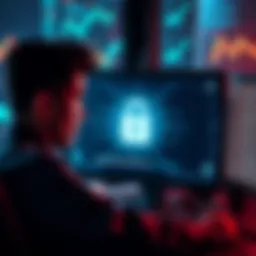 A worried individual looking at a computer screen showing a lock icon, indicating potential unauthorized access to their ChatGPT account.