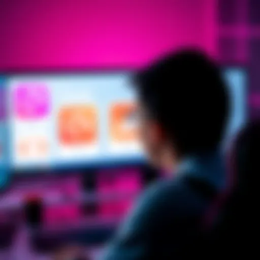 A person looking at a computer screen with multiple chat application icons representing competitors like Claude and Gemini