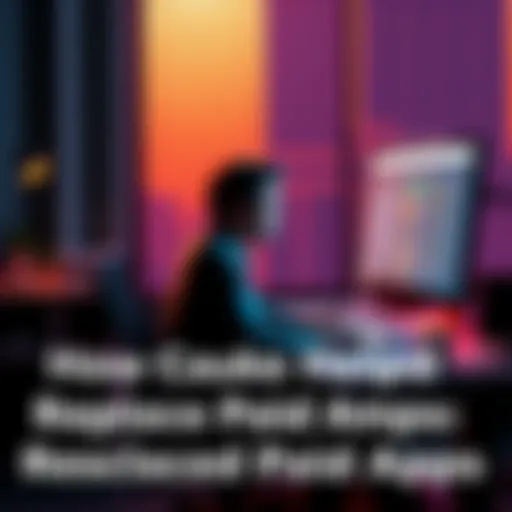Person sitting at a desk using a computer to build a custom app with Claude's help, replacing a paid app.