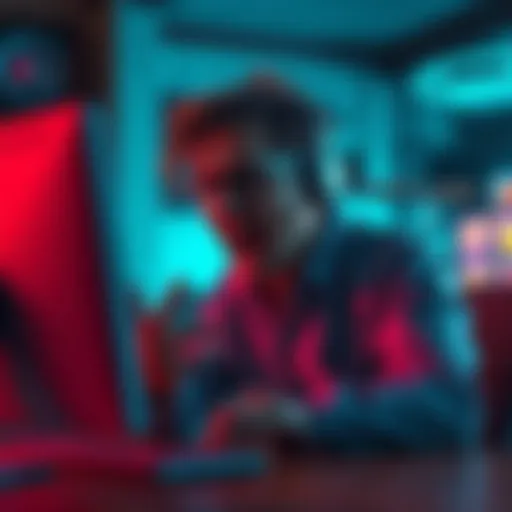 A person expressing frustration while using a computer, highlighting concerns about CAI bots misgendering trans characters in roleplay.