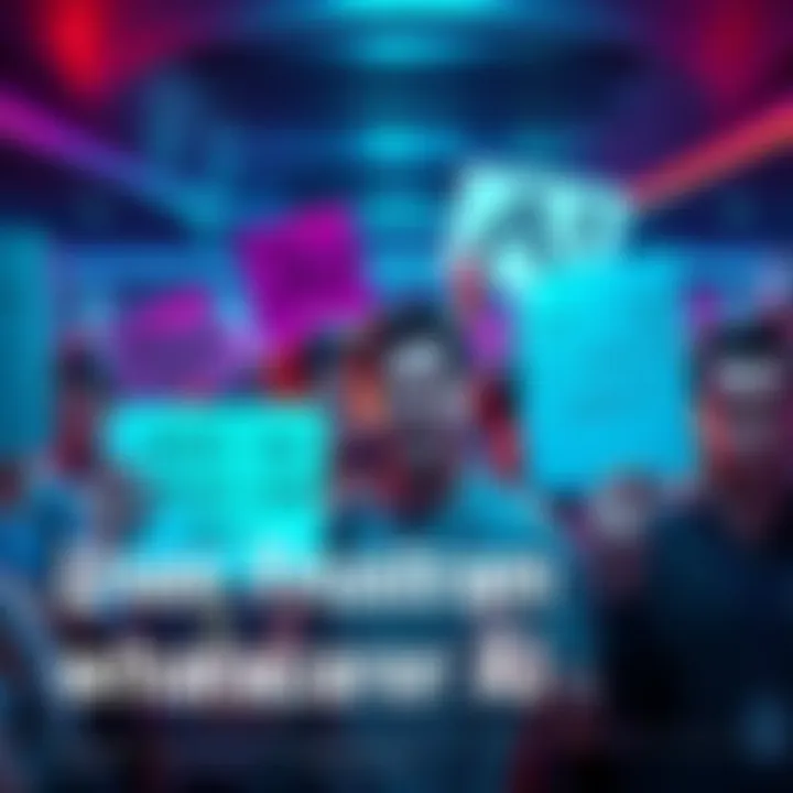 A group of people expressing frustration over Character AI, with signs demanding improvements in functionality, gathered in a digital forum setting.