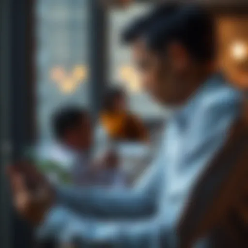 A person engaged in a deep conversation with their Replika AI on a smartphone, reflecting contemplation about mental health issues.