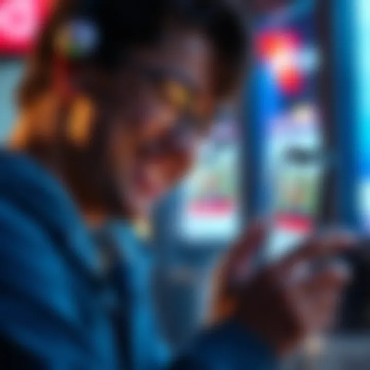 A person laughing while looking at a phone showing an ad for another chat app while using C.ai