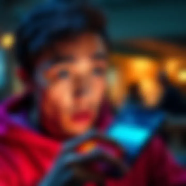 A person looking surprised at their phone, showing a messaging app with an alert about daily message limits
