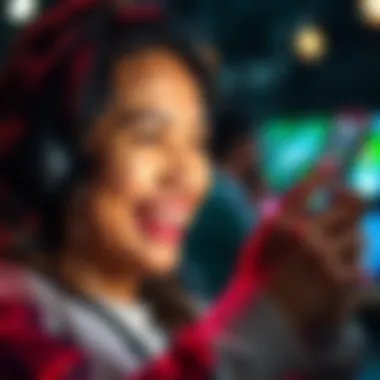 A person smiling while using a new app feature on a smartphone