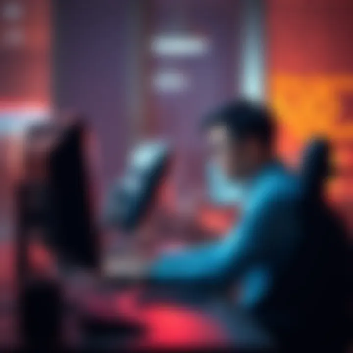 A person sitting at a computer looking frustrated at AID's interface while comparing it to NovelAI.