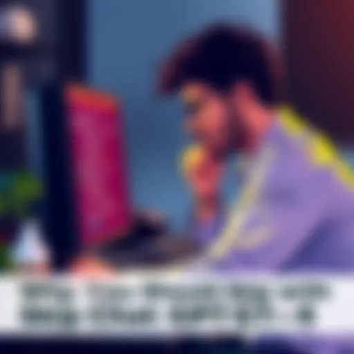 A disappointed person sitting at a computer, looking at a screen with error messages, expressing frustration with Chat GPT-5's performance.