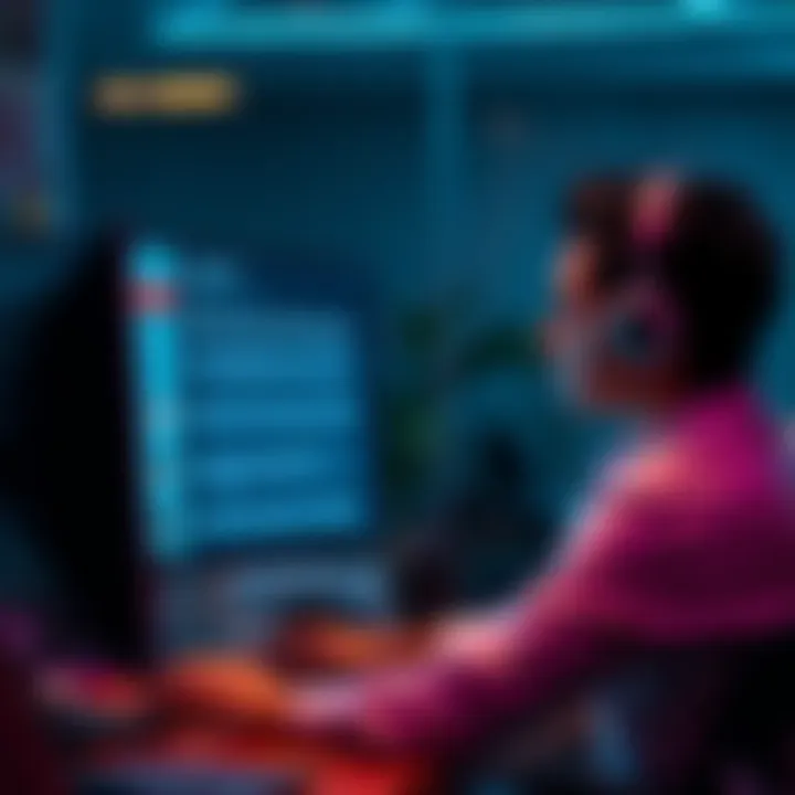 A person sitting at a computer looking frustrated while interacting with a chatbot on screen, showing repetitive affirmations in a chat window.