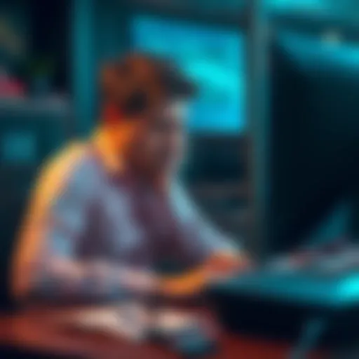 A person sitting at a desk looking frustrated while using a computer, showing signs of annoyance due to message generation issues.