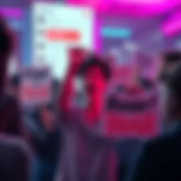 People expressing anger about the removal of chat styles, holding signs demanding the return of Roar, with a visible chat interface in the background