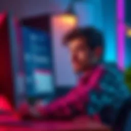 User Frustration with ComfyUI A user looking confused while working on a computer displaying ComfyUI interface, showing workflow issues.