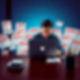 A person sitting at a desk with a laptop showing a frustrated expression, surrounded by canceled subscription notices, representing backlash against GPT-5