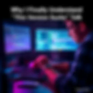 A person looking frustrated while typing on a computer with software errors on the screen