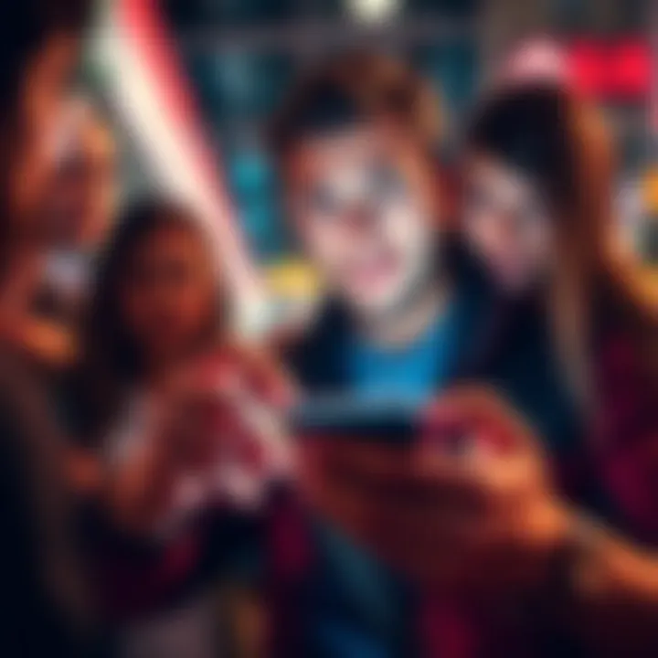 Person using a smartphone with an app open, showing expressions of curiosity and emotion