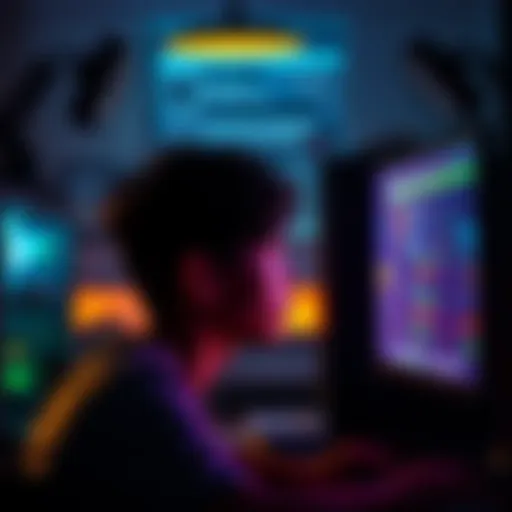 User Reflects on Chat Limitations A young person looks thoughtfully at a computer screen, considering their online engagement after new age restrictions.