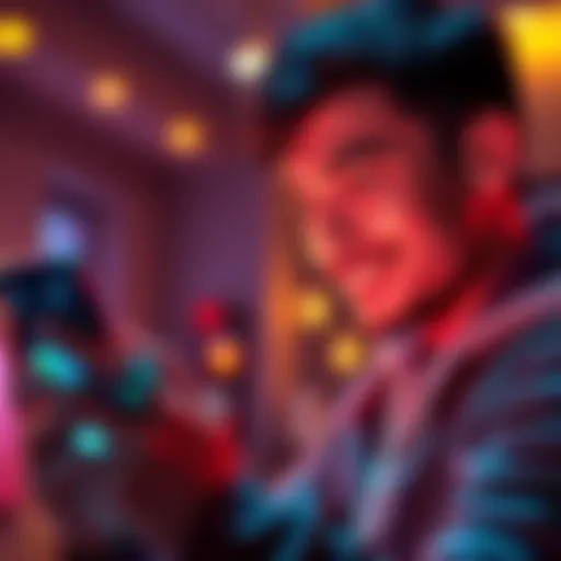 A person looking at their smartphone, showing a satisfied expression while exploring an app interface with updated features.