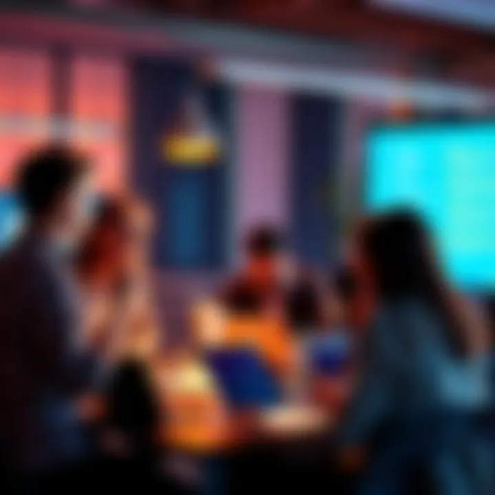 A group of people engaged in a conversation about GitHub Copilot's new pricing model, with laptops and notes in hand.