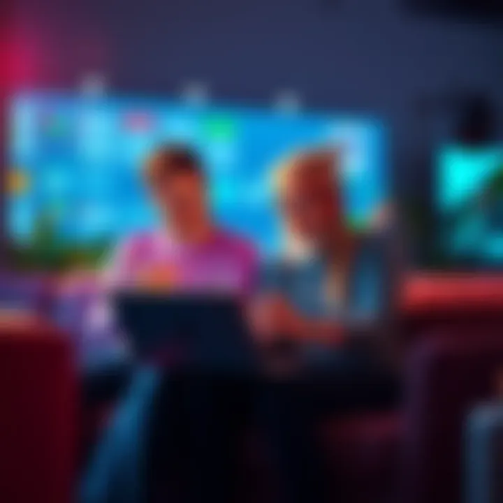 Two people discussing their experiences with ChatGPT and Claude on a laptop