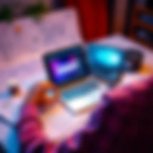 A person working on a laptop displaying the Godot interface, surrounded by app design sketches and coding notes.