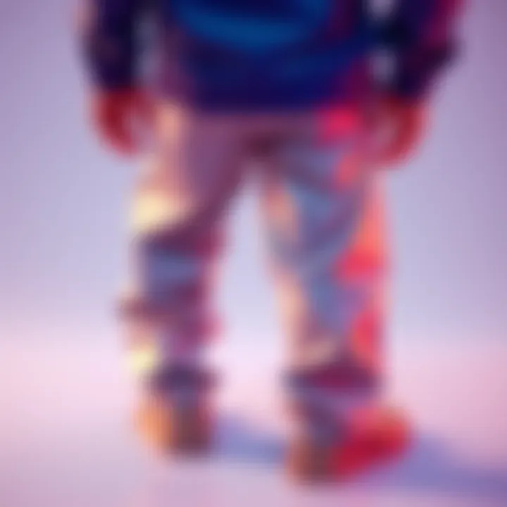 A modeler adjusts UV mapping on a pants model in Marvelous Designer after stitching parts together.