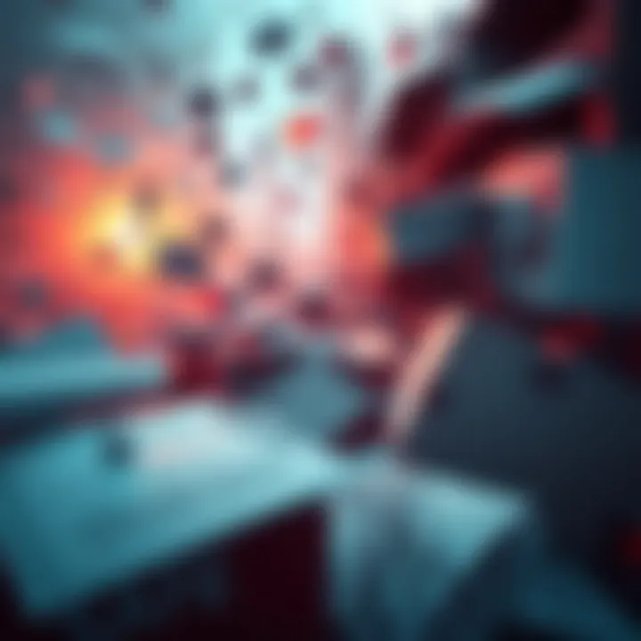 A chaotic scene showing disappearing project plans and client contracts as they fade away into the background, symbolizing the sudden loss of business opportunities.