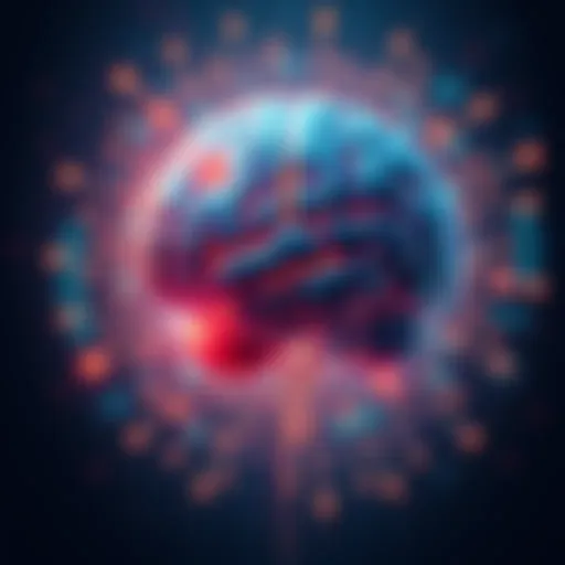Illustration showing a digital brain surrounded by mathematical equations and data points representing vector similarity search in AI.