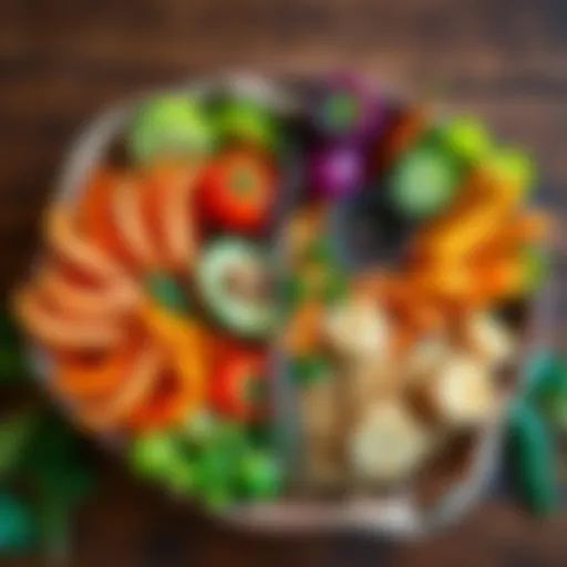 A colorful vegan meal featuring fresh vegetables, legumes, and grains on a wooden table, symbolizing a plant-based lifestyle alongside anti-AI sentiments.