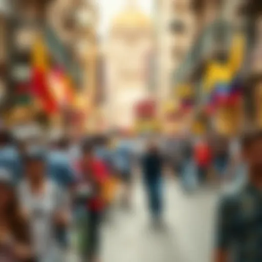 A chaotic street scene in Venezuela showing people reacting to news, with a blurred background image representing confusion from AI-generated visuals.