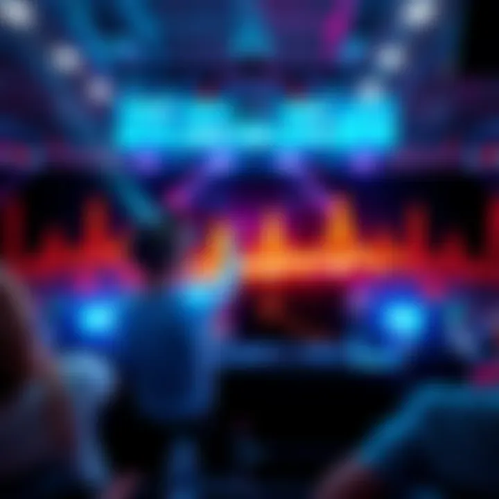 A dynamic scene showcasing VEO 3 AI creating a vibrant video with high-quality audio, highlighting user-generated content.