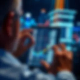 A person adjusting the vertical axis on a digital screen to ensure proper alignment in app design.