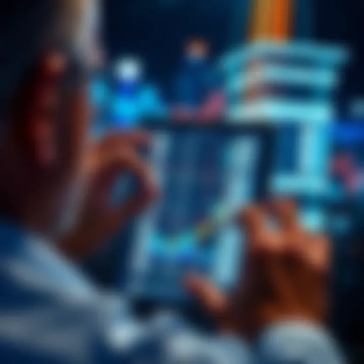 A person adjusting the vertical axis on a digital screen to ensure proper alignment in app design.
