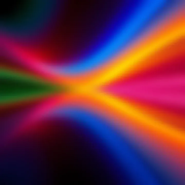 A vibrant display of upgraded HDR colour gradients in vertical orientation, showcasing bright and contrasting colors