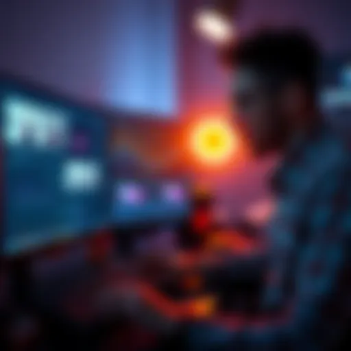 A VFX artist looking at a computer screen with tracking points and UI overlay issues in Mocha software while analyzing frame rates.