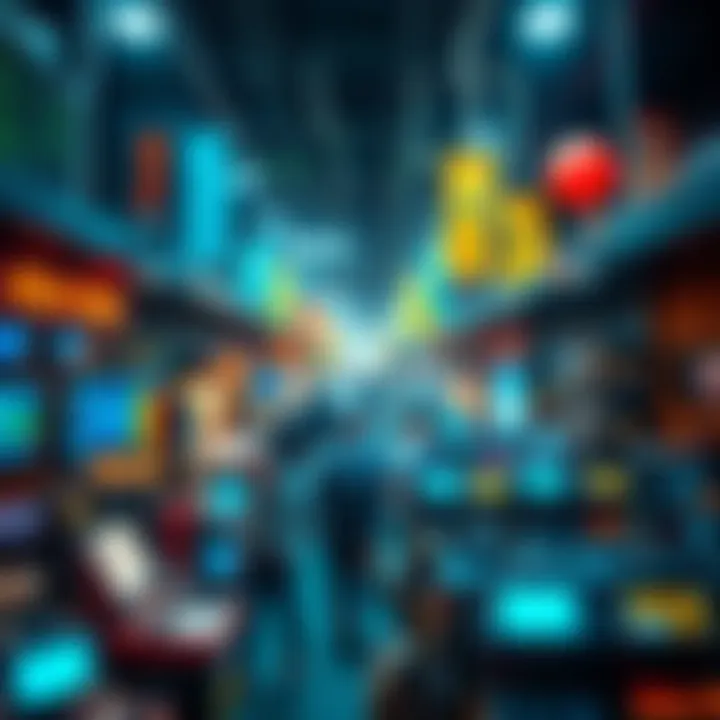 A crowded digital marketplace with many coding tools and platforms, illustrating oversaturation in vibe coding.