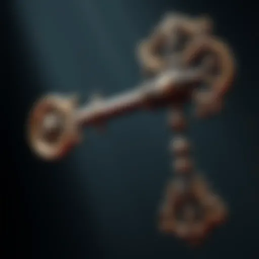 A detailed Victorian iron key 3D model, showcasing its intricate design and historical style, suitable for creative projects