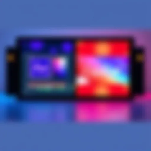 A split-screen view showing After Effects on one side with advanced editing tools and CapCut on the other side with user-friendly features, illustrating the differences in functionality.