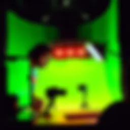 A video creator adjusts greenscreen setup while reviewing keying and tracking techniques on a computer.