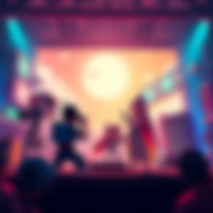 A vibrant scene featuring animated characters and elements from a video game, inviting feedback from viewers.