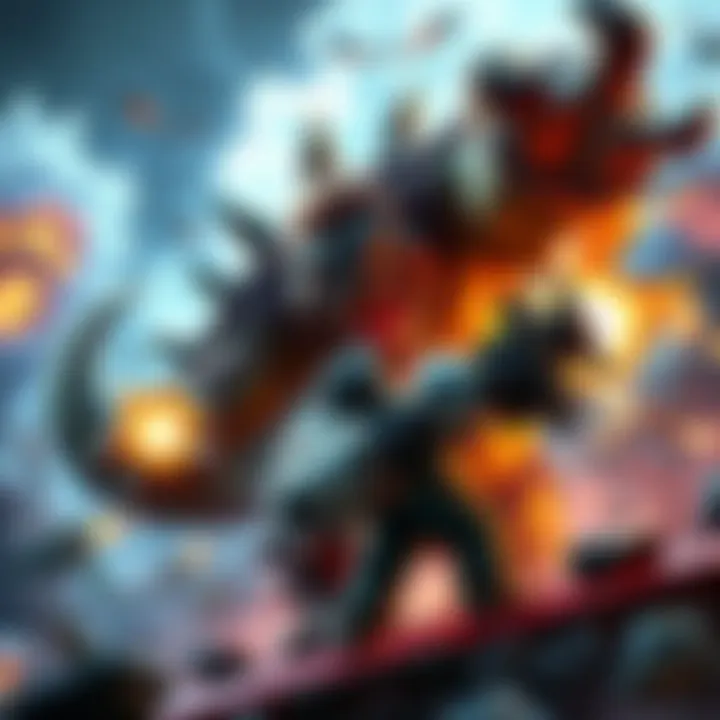 A fierce video game boss character in a dramatic fight against a player, showcasing unique abilities and an engaging environment.