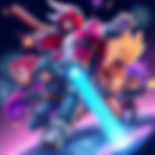 Illustration of various video game characters showcasing unique abilities and mechanics, including evolution and special features.