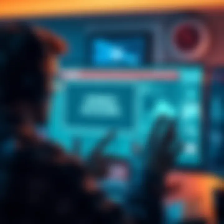 A person looking at a computer screen showing video scaling issues with a troubleshooting guide