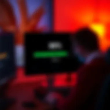 A screenshot showing a video upload progress bar stuck at 80%, with a frustrated user looking at their computer screen.