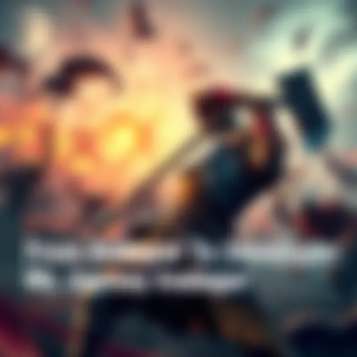 A fierce viking warrior swinging an axe in a vibrant game world filled with enemies