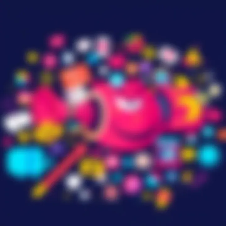 A colorful collage of popular memes, social media icons, and trending hashtags representing viral content.
