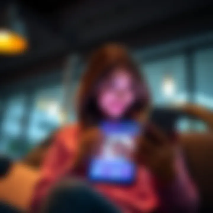 A person chatting on a mobile app with a virtual cheerleader, showing encouragement and support during tough times
