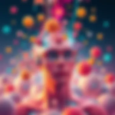 A creative portrayal of a language model's experience featuring colorful, surreal visuals with abstract shapes and symbols representing creativity.